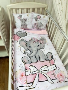 Elephant crib bedding set. Baby crib bedding set for girl with elephant - Picture 1 of 7