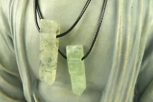 Prehnit gebohrter Edelstein Anhänger Natur Kristall Halskette Unisex verstellbar UK - Bild 1 von 10