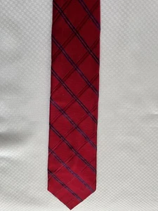 Jones New York Red Blue Silk Striped Necktie - Picture 1 of 3