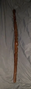 Hand Carved Wood Walking Stick Staff Jamaica Two Faces Folk Art Two Tone 40" H - Picture 1 of 8