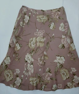 Gonna donna Y2K JONES NEW YORK COUNTRY vera taglia 4 rosa fiore 100% seta foderata - Foto 1 di 8