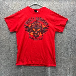 Harley Davidson Shirt Men Large Red Spell Out 2018 Motorcycle Biker Skull NEW - Picture 1 of 12