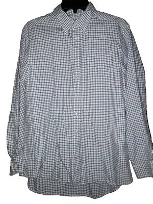 Lands End Boys Size 18 XX Large XXL Button Down Shirt  blue and white checkered - Image 1 of 3