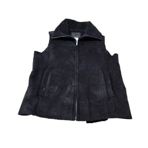 Lauren Ralph Lauren Faux Suede Vest Women’s Sz Small Sherpa Lined Full Zip Black - Picture 1 of 9