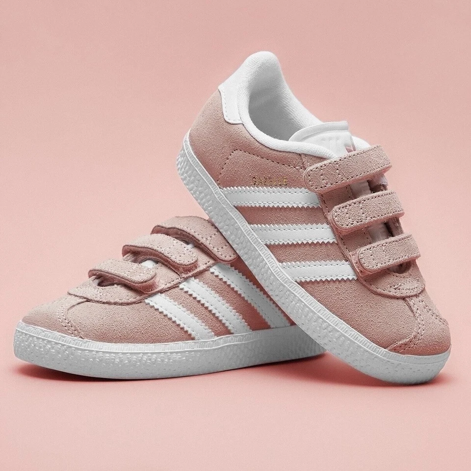 Adidas Gazelle CF Infant Toddler Girls Sneaker White Pink Shoe #229 - Image 1 of 4