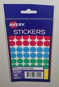 AVERY MULTI COLOURED 12mm STICKER DOTS 162 PACK - Picture 1 of 1