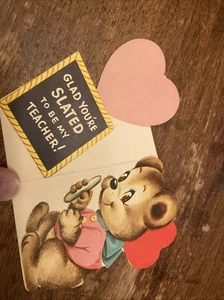 Vintage Valentinskarte, Bär für Lehrer, unsigniert - Bild 1 von 2