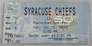 MiLB 2010 07/18 Pawtucket Red Sox at Syracuse Chiefs Baseball Ticket - Picture 1 of 1