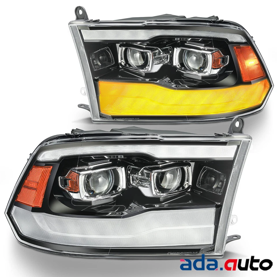Faros LED DRL+proyector negros pulidos para Dodge Ram 1500/2500/3500 09-18 Foto 1 de 4