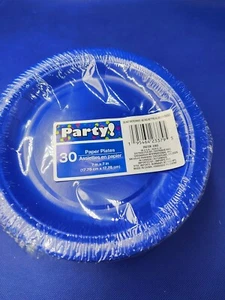 120 pc ; 7 inch paper party plates, dessert plates, blue paper plates - Picture 1 of 3