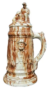 ALASKA Wildlife Clay Pottery STEIN / MUG /TANKARD 13" Brown & White North Pole - Picture 1 of 5