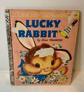 Vintage kleines goldenes Buch Lucky Rabbit 1955 1. Auflage A Ding Dong Schule - Bild 1 von 9