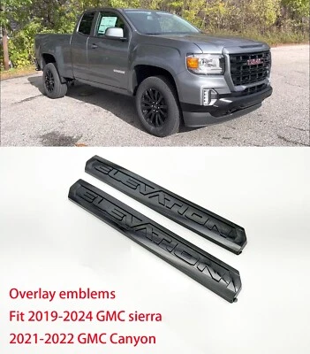 Emblema de elevación trasera de puerta negro brillante superpuesto 2 piezas 2019+ Sierra 1500 2021+Cañón Foto 1 de 4