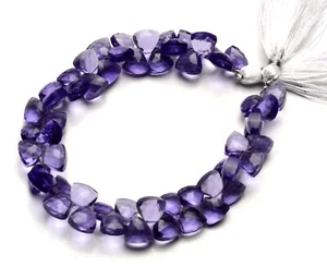 Lab Created Iolite Gem Color Quartz Faceted 8mm Trillion Shape Beads 8" Strand - Picture 1 of 5