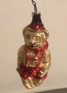 Oso adorno navideño de vidrio de mercurio hecho en Alemania Occidental - Imagen 1 de 5