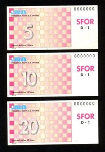 🔴CROATIA for BOSNIA Set 5,10,20 Liters ND1996 UNC SPECIMEN SFOR NATO 🔴 - Picture 1 of 3