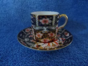 Antike Royal Crown Derby Kaffeedose & Untertasse datiert 1917 - Bild 1 von 3