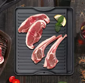 35.5 X 40.6cm Gusseisen-Grillplatte reversibler Kochgrill & Grillpfanne 2-in-1 - Bild 1 von 11