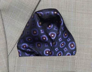 Gascoigne Einstecktuch Blau Schwarz Rot Gold Geometrisch Herren - Bild 1 von 2