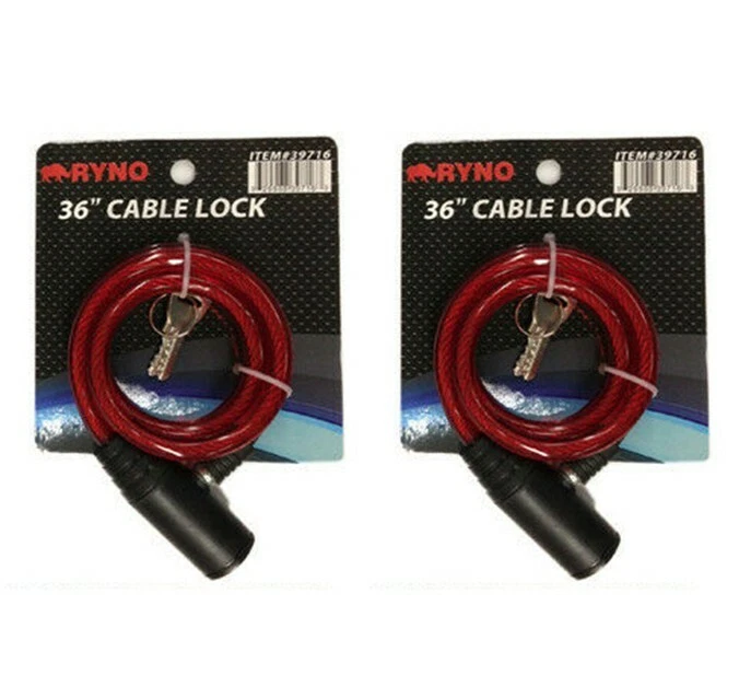 2X Bicycle Cable Lock Bike Lock Heavy Duty 10mm x 36" Anti Theft w/ keys *RED* - Image 1 of 4