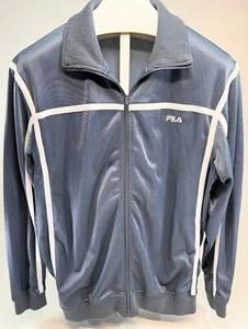 Chaqueta FILA Para Hombres L Gris Poliéster Pista Cortavientos Cremallera Completa Cuello Simulado Logo - Imagen 1 de 6