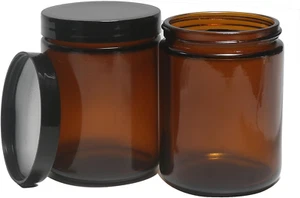 8Oz Glass Jars with Lids, 2 Pack Jars Amber 250G Empty round Cosmetic Containers - Picture 1 of 12