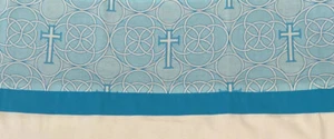 Handmade Queen Pillowcases Crosses & Circles Aqua Background Cotton Handcrafted - Picture 1 of 3