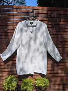 Rohan Malay Longline Sakko Leinen creme beige gestreift Größe 18 - Bild 1 von 10