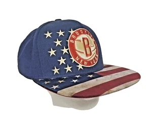 Brooklyn Nets Snapback Hat, Cap NBA Basketball Adidas Authentic American Flag - Picture 1 of 12