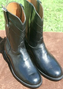 Black Jack Roper 10.5EE Exotic European Goat Cowboy Boots Black Handmade - Picture 1 of 9