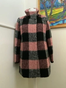 Hallhuber Long hair style crop coat Black/Pink check pattern 14UK RRP £249 used - Picture 1 of 11