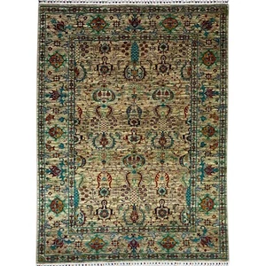 Alfombra de lana oriental afgana tribal sultán hecha a mano (5'9" x 8'1") - Imagen 1 de 15