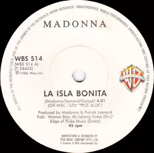 Madonna La Isla Bonita Vinyl 1987 South Africa Single Record Vintage 7" 45 RPM - Picture 1 of 3