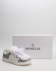 UVP695€ MONCLER Leder Sneaker US7 UK4 EU37 Nerz Fell Logo Made in Italy - Bild 1 von 11
