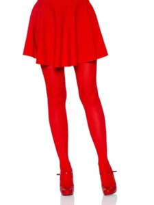 New Leg Avenue Style 7300 Nylon Opaque Tights Pantyhose Adult One Size Red - Picture 1 of 4
