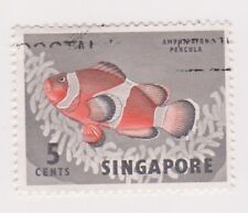 (K65-214) 1962 Singapore 5c orange clown fish (AF)