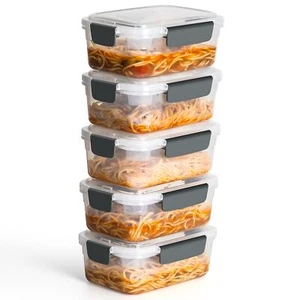 5 cup Plastic Food Storage Containers with Lids Nestable Freezer Dishwasher S... - Picture 1 of 7