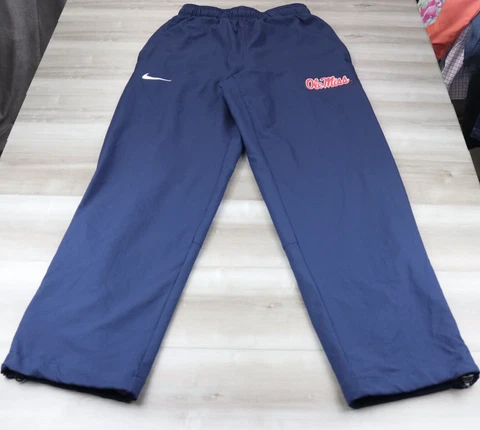 Ole Miss Rebels Track Pants Mens Small Blue Nike Dri Fit Zipper Ankles Lined Cover