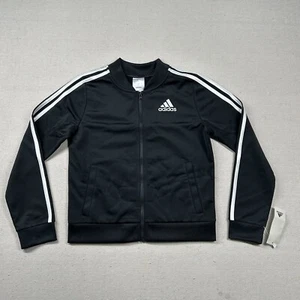 Adidas Jacket Youth Large Full Zip Soccer Sleeve Stripes Black Classic Retro Reg - Picture 1 of 9