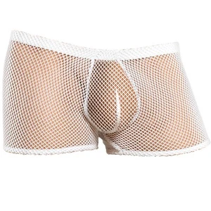 Sissy Pouch Fishnet Boyshorts Panty w/ Open Back for Men - Picture 1 of 4