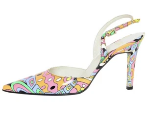 Stuart Weitzman pucci Print Patent Leather Point Toe Sling Back Pumps Sz 8 m - Picture 1 of 12