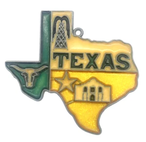 🐮 Vintage Texas Buntglas Fensterbehang/Sonnenfänger 5"x5" grün & gold - Bild 1 von 12