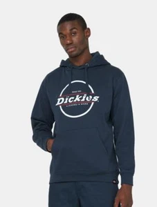 Dickies Towson mens navy printed logo kangaroo pocket hooded sweatshirt - Picture 1 of 6