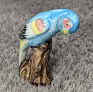 Vintage Ceramic Blue Parrot Figure Made in Japan 3.5" - Picture 1 of 5