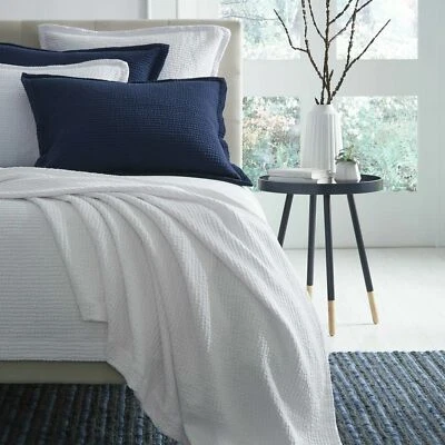 Sferra Standard Sham Ginto Cotton Quilted Navy Blue Italy Sold Out New - Image 1 of 4