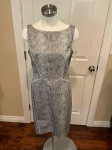 Vestido Lafayette 148 New York Gris Blanco Estampado Piel de Serpiente, Talla 8 - Imagen 1 de 7
