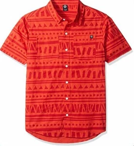 Neff Tribin Cotton Short Sleeve Button Up Pocket Shirt, Men's Large, Red New - Picture 1 of 1
