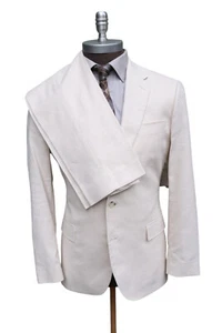 J. Crew Ludlow Slim Cotton Linen Cream White Two Button Suit Flat Hemmed SZ 42R - Picture 1 of 11