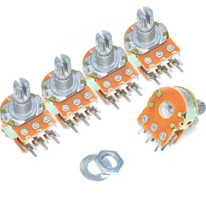 5pcs Stereo Lin Linear POT Potentiometer B1K B2K to B500K Ohm Spline Shaft 15mm - Picture 1 of 5