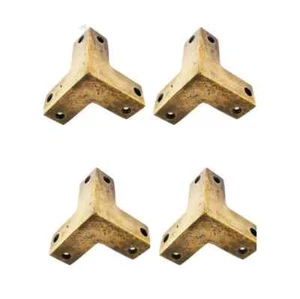 4 small box corner 5cm aged real brass old style house DOOR heavy solid brass 2" - Picture 1 of 12